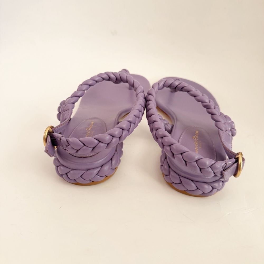 Gianvito Rossi Ravello Braided Napa Thong Lavender Leather Sandals Size 37.5 - Picture 4 of 7